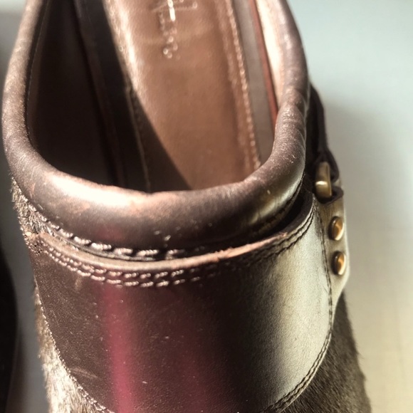 Cole Haan/Nike Air Brown Faux Animal Hair Wedge Mules Like New Size 10 - Picture 9 of 13